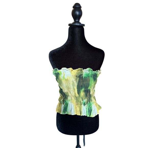 NWOT Siedres Green Tie Dye Tube Top, Medium - Picture 1 of 5